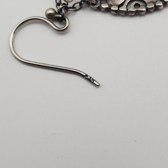 Retired Silpada Large Exotic Open Textured Sterling Pearl Dangle Earrings W1813 - Picture 3 of 4